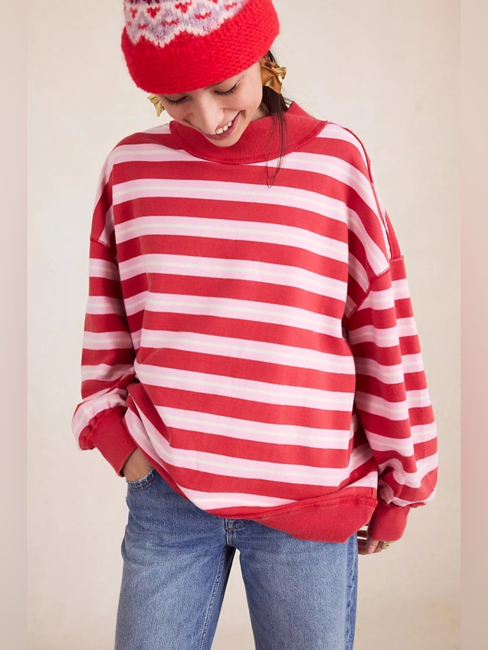 ( FP-29) Free People Palm Springs Striped Pullover